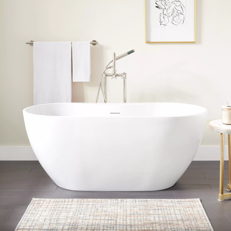Hibiscus 67" White Acrylic Oval Freestanding Soaking Tub
