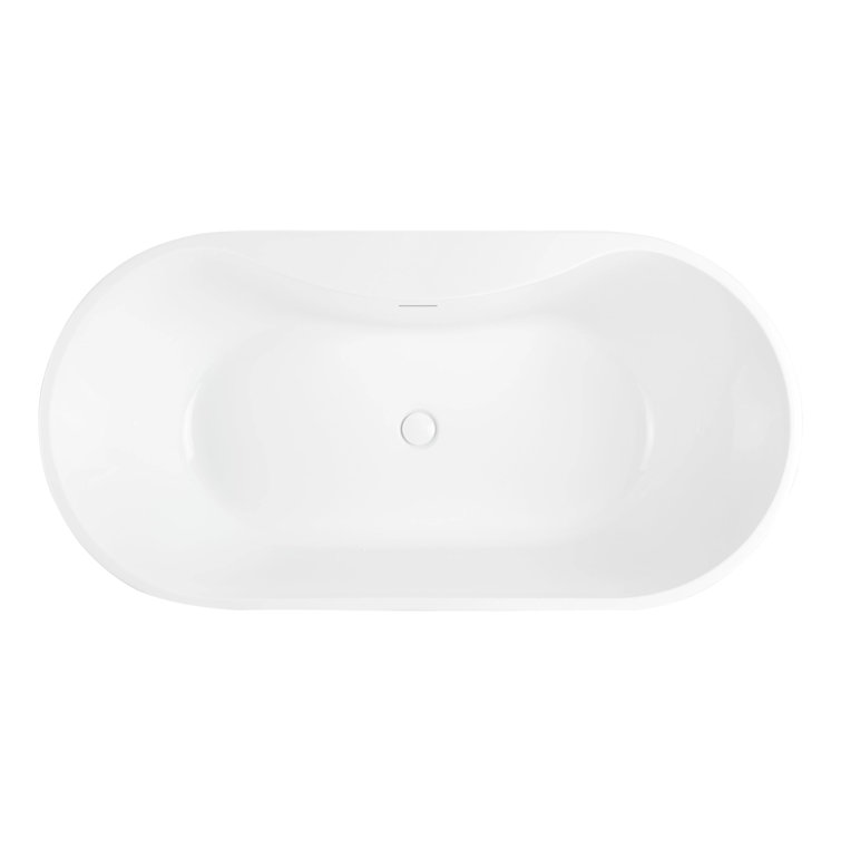 Hibiscus 67" White Acrylic Oval Freestanding Soaking Tub