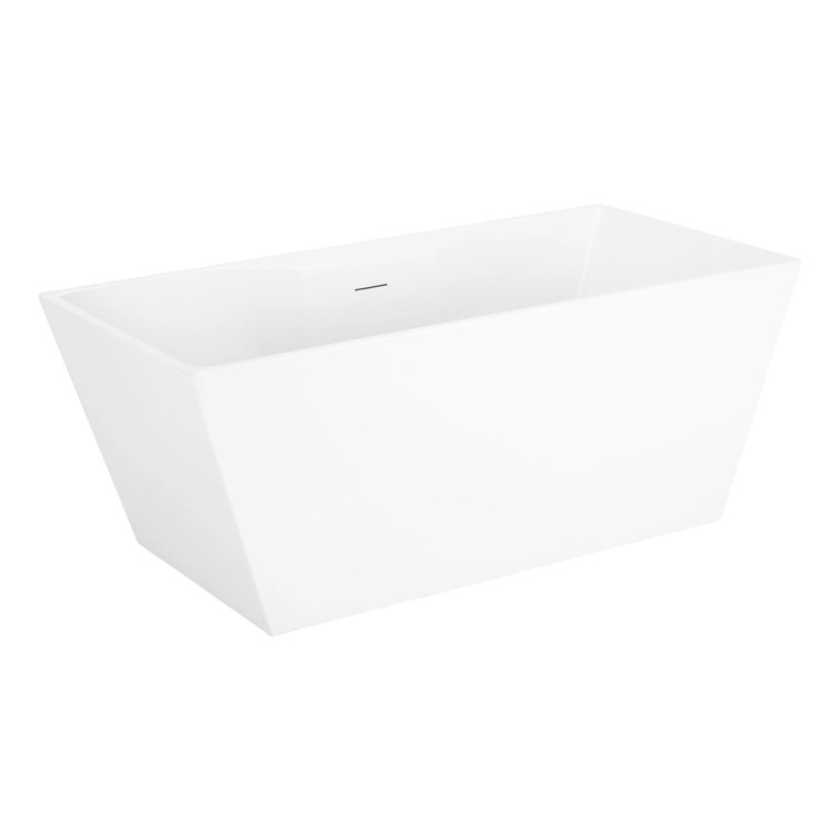 Hibiscus 59" White Acrylic Rectangular Freestanding Soaking Tub