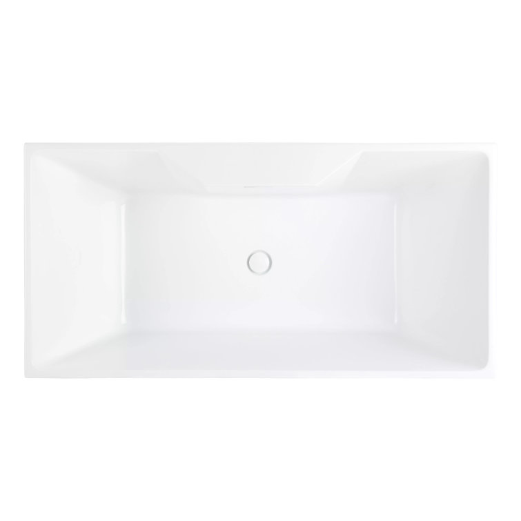 Hibiscus 59" White Acrylic Rectangular Freestanding Soaking Tub