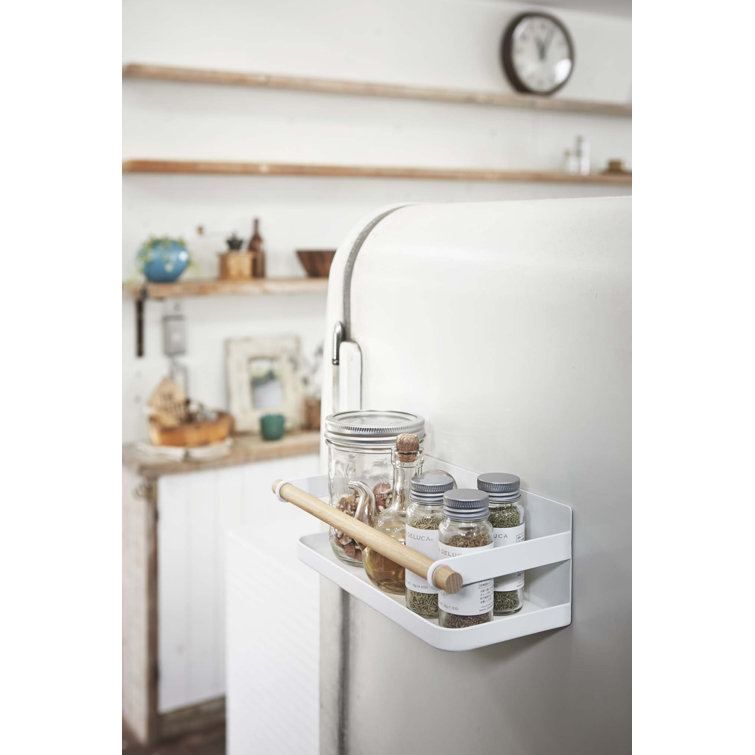 White Magnetic Wall-Mounted Wooden Spice Rack
