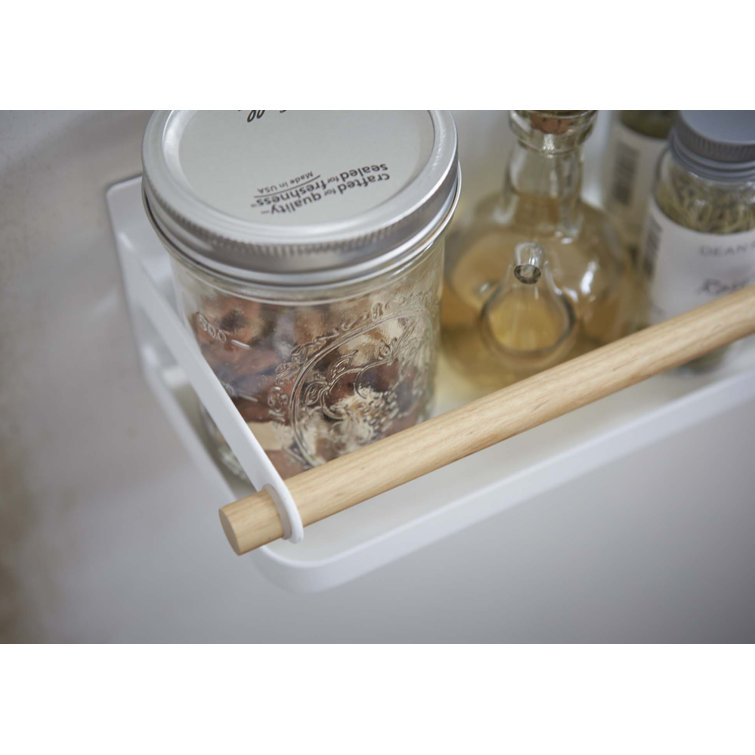 White Magnetic Wall-Mounted Wooden Spice Rack