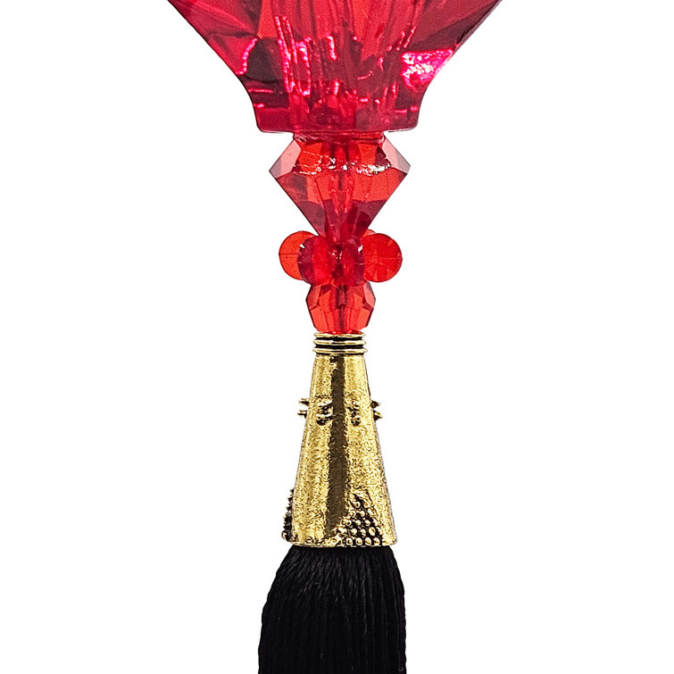 12" Red Acrylic Bead Ornaments with Black Rayon Tassels, Set of 6