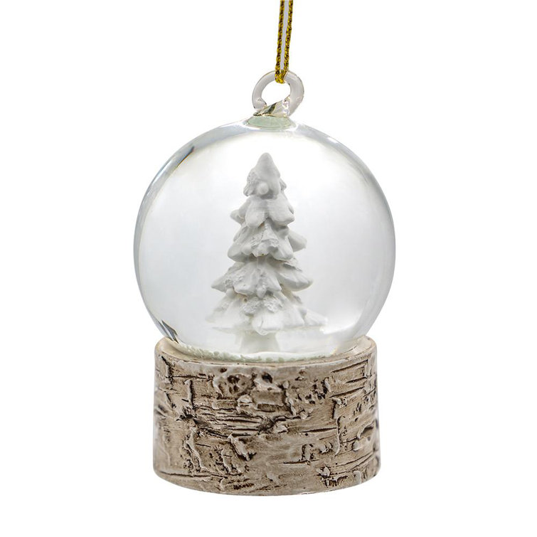 Set of 6 Brown Resin Glass Snow Globe Ornaments