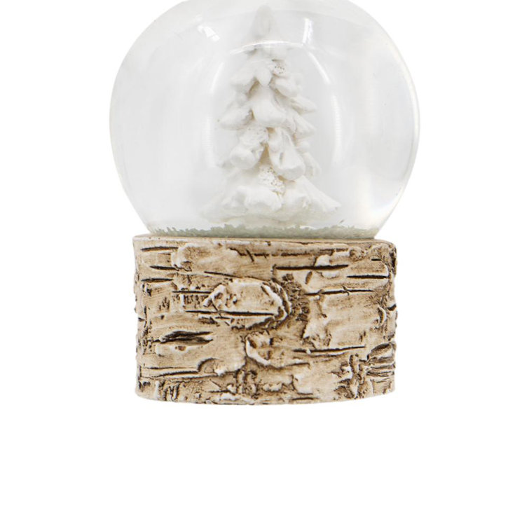 Set of 6 Brown Resin Glass Snow Globe Ornaments