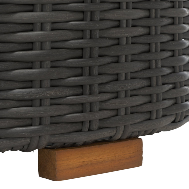 Anguilla Dark Gray Faux Wicker Outdoor Coffee Table with Acacia Top