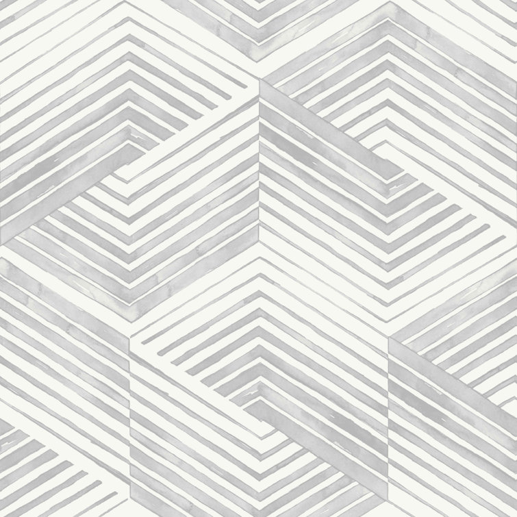 Gray and Ivory Geometric 3D Peel and Stick Wallpaper