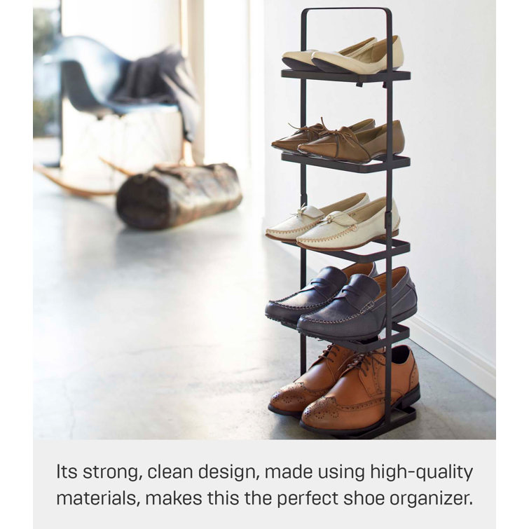 Slim Black Steel Stackable Shoe Rack with Carry Handle