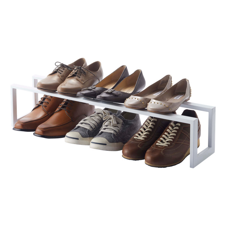 White Adjustable Stackable Metal Shoe Rack