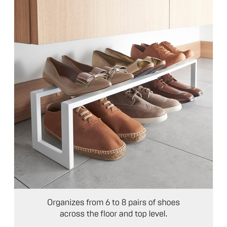 White Adjustable Stackable Metal Shoe Rack