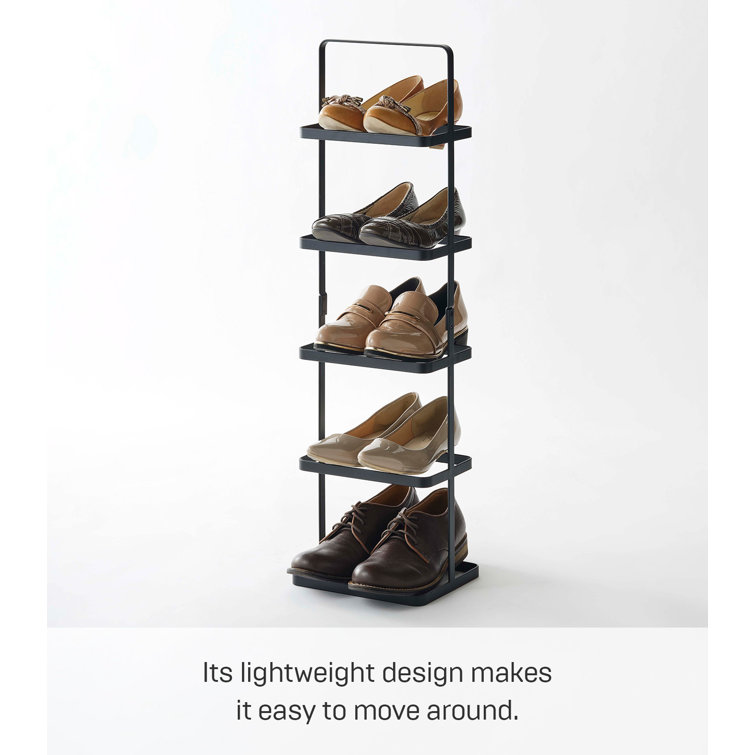 Slim Black Steel Stackable Shoe Rack with Carry Handle