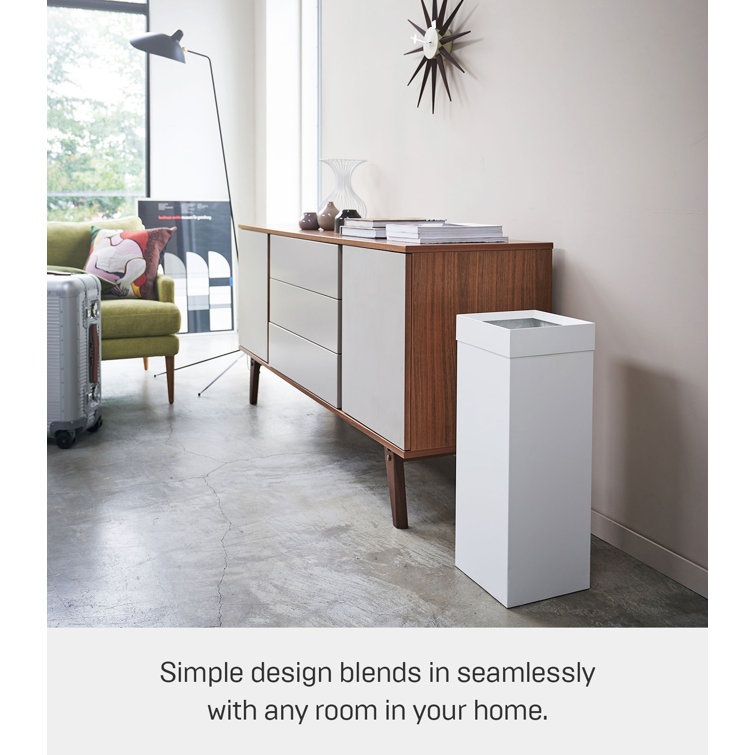 White Stainless Steel Tall Slim Trash Can with Lid