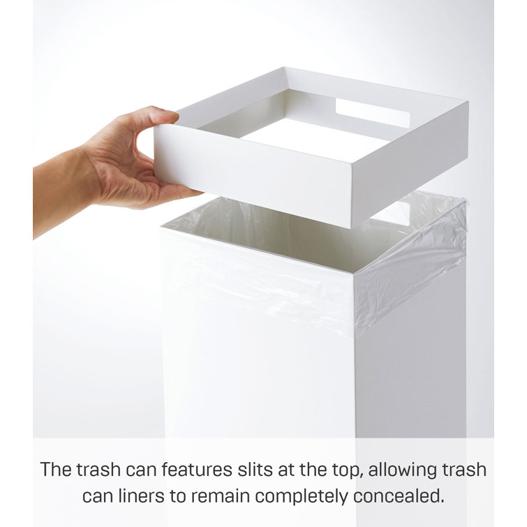 White Stainless Steel Tall Slim Trash Can with Lid