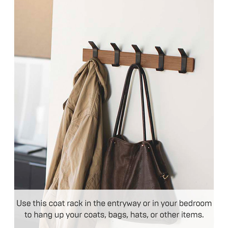 Modern Urban Walnut and Steel Adjustable Wall-Mounted Coat Hanger