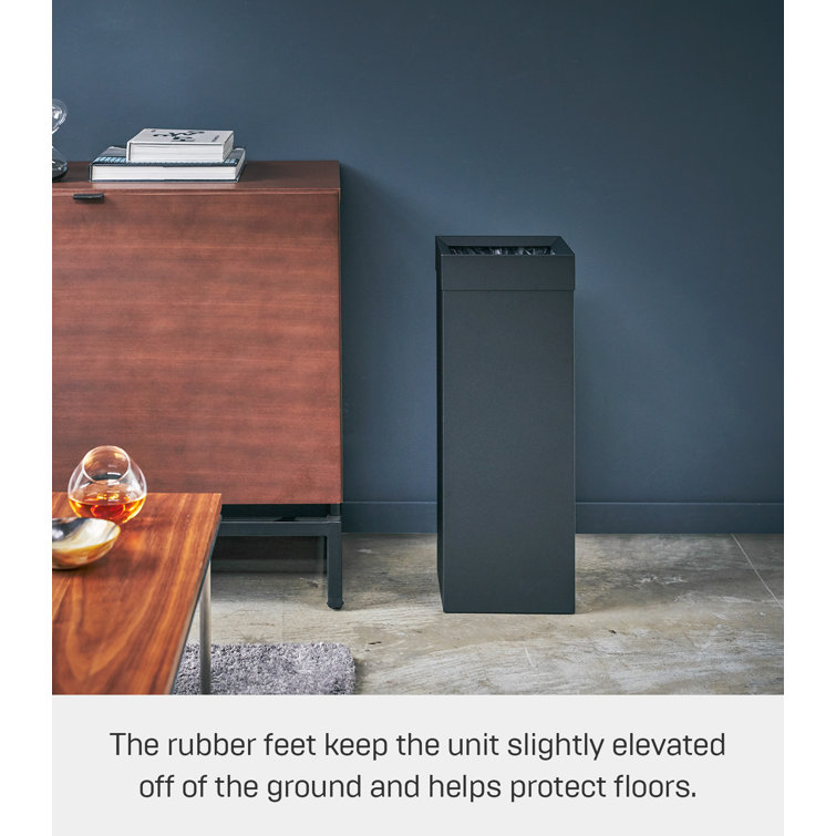 Black Tall Steel Trash Can with Handle and Lid