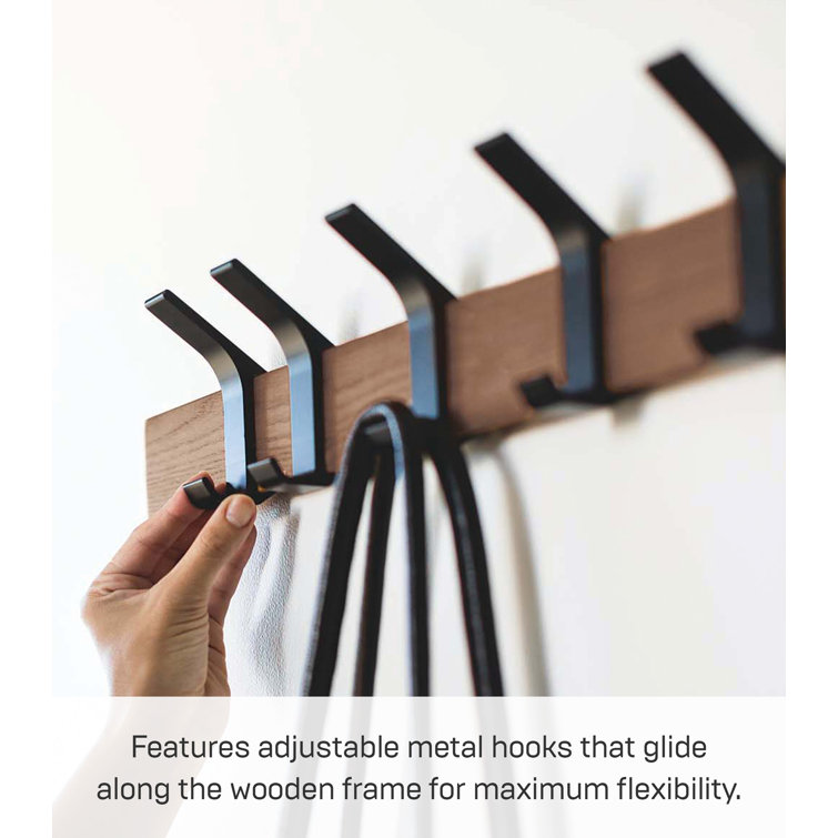 Modern Urban Walnut and Steel Adjustable Wall-Mounted Coat Hanger