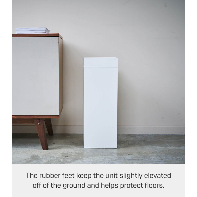 White Stainless Steel Tall Slim Trash Can with Lid