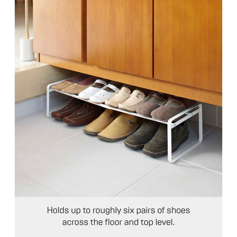 White Stackable Metal Shoe Rack with Adjustable Length