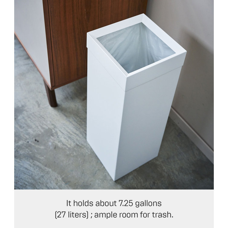 White Stainless Steel Tall Slim Trash Can with Lid