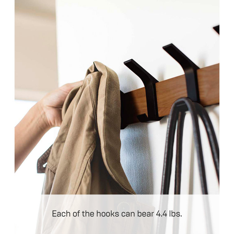 Modern Urban Walnut and Steel Adjustable Wall-Mounted Coat Hanger