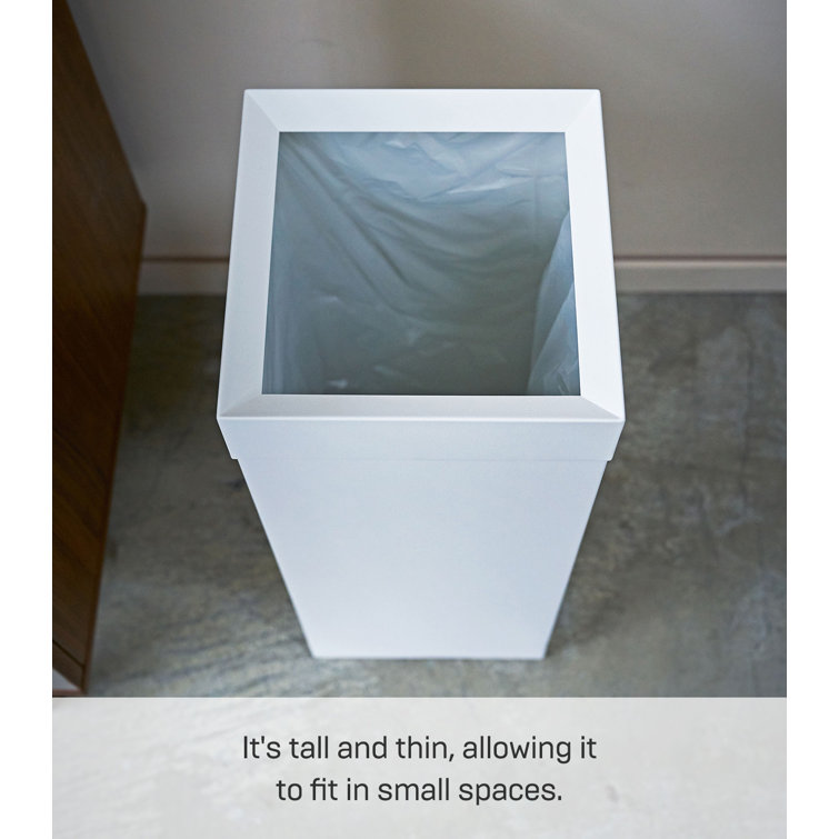 White Stainless Steel Tall Slim Trash Can with Lid