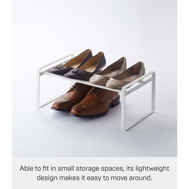 White Stackable Metal Shoe Rack with Adjustable Length