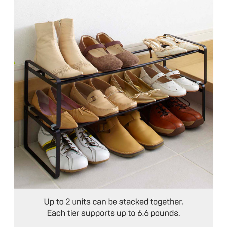 Gray Metal Stackable Shoe Organizer for Entryway
