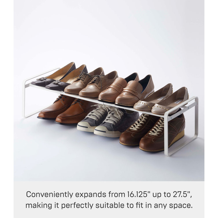 White Stackable Metal Shoe Rack with Adjustable Length