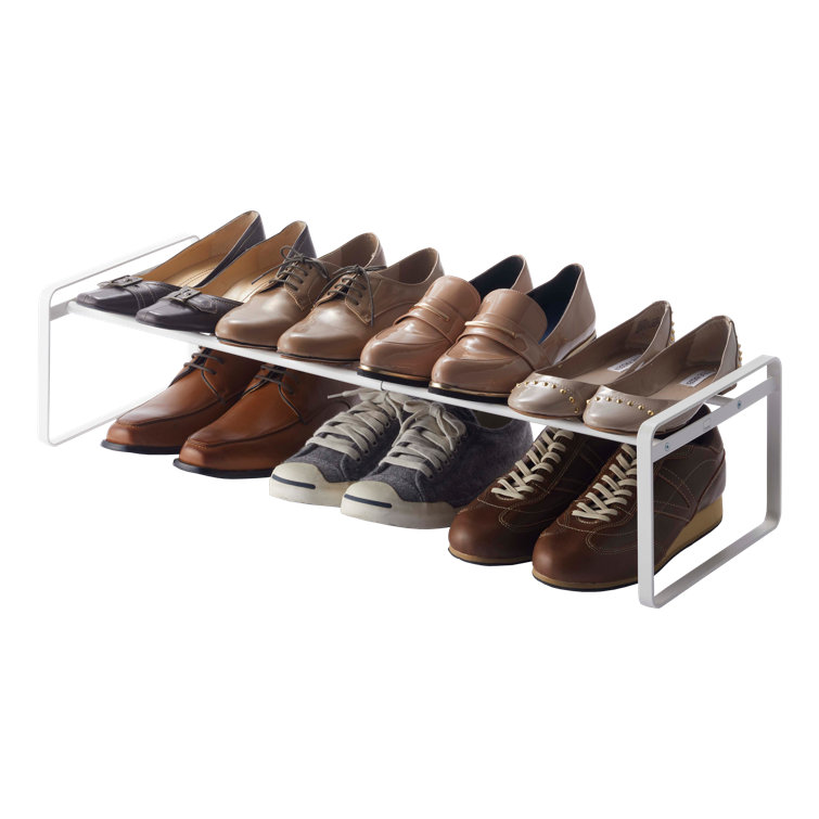 White Stackable Metal Shoe Rack with Adjustable Length