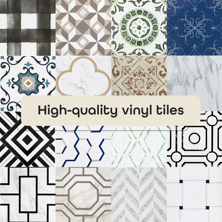 Retro Black and Grey 12-Inch Self-Adhesive Vinyl Floor Tiles