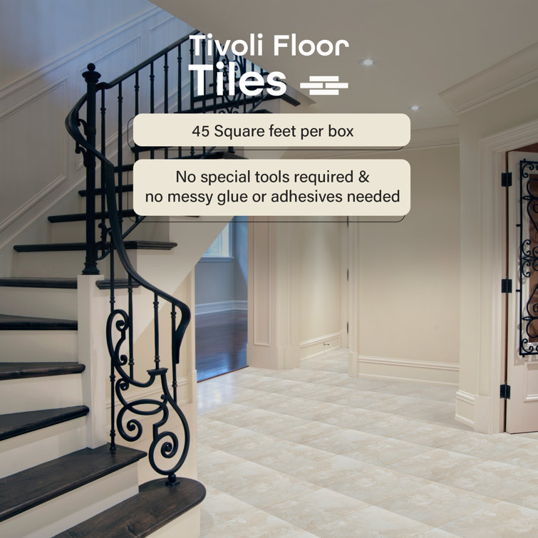White Slate 12'' x 12'' Peel and Stick Vinyl Floor Tiles