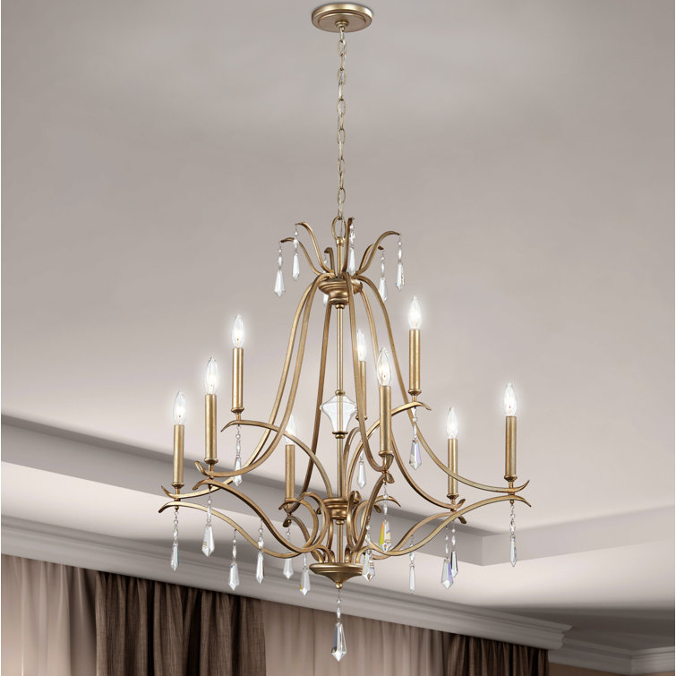 Brio Gold 9-Light Nickel and Crystal Tiered Chandelier