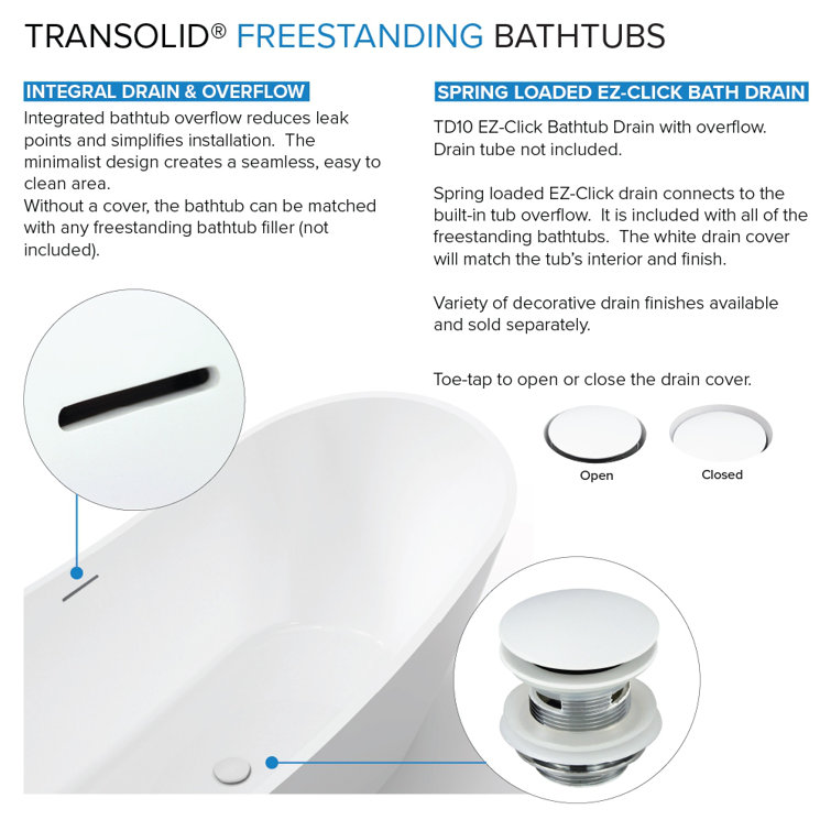 Finley 59" Marble Gray and White Acrylic Freestanding Soaking Tub