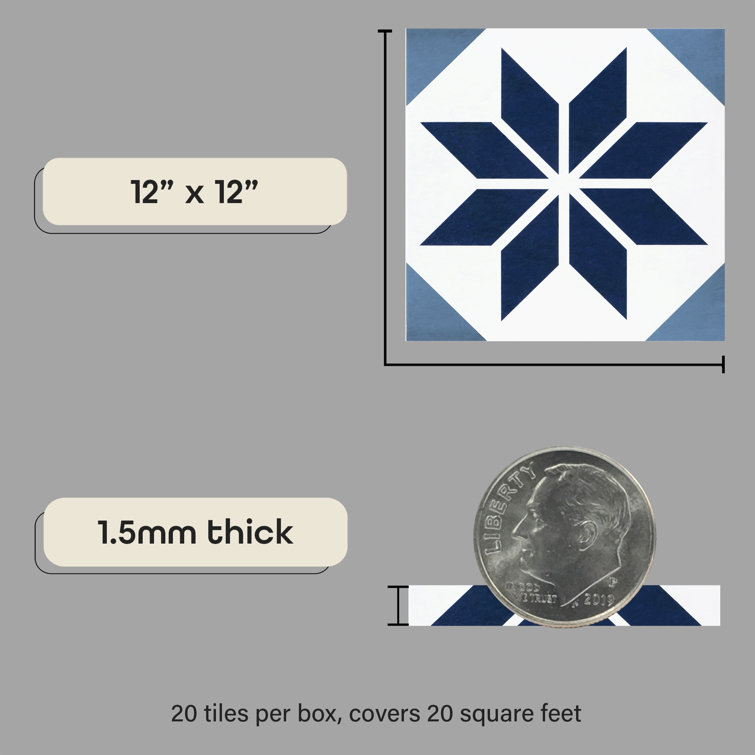 Starlight Vintage Self-Stick Vinyl Floor Tile 12x12 - Herringbone Pattern
