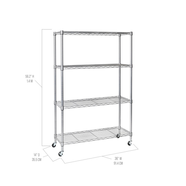 Adjustable Silver Steel Wire Shelving Unit with Wheels