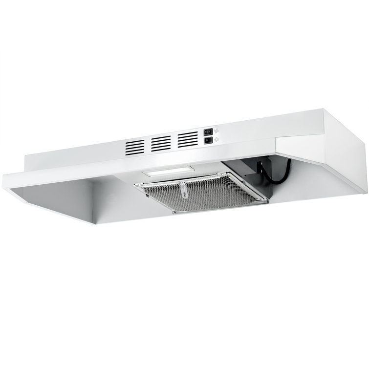 24-Inch White Stainless Steel Convertible Under Cabinet Range Hood