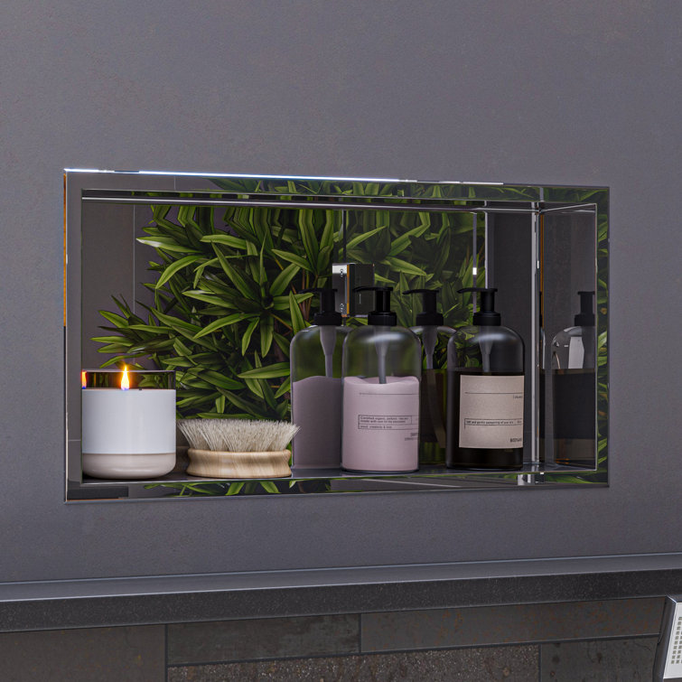 Polished Stainless Steel Double Shelf Shower Niche