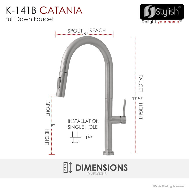 Catania Brushed Nickel High-Arc Pull-Down Kitchen Faucet