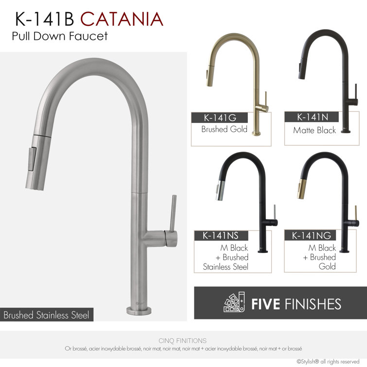 Catania Brushed Nickel High-Arc Pull-Down Kitchen Faucet