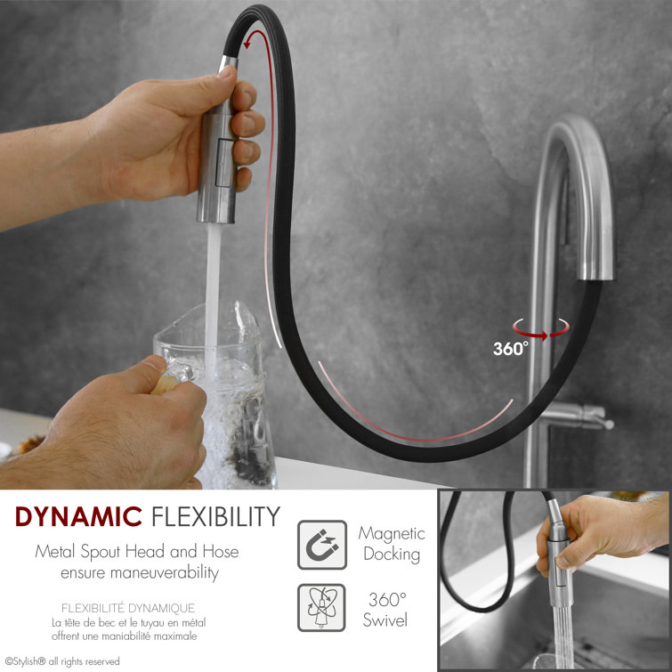 Catania Brushed Nickel High-Arc Pull-Down Kitchen Faucet