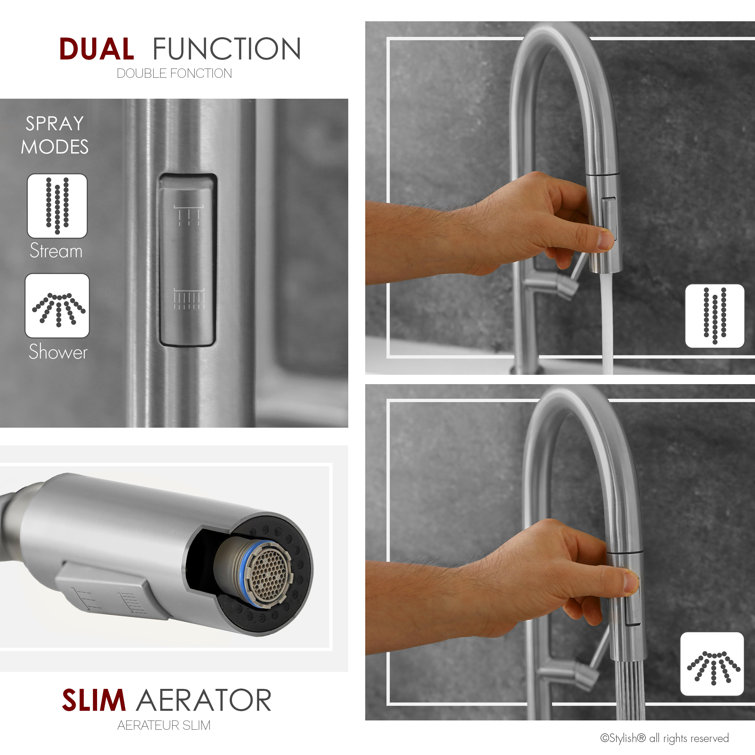 Catania Brushed Nickel High-Arc Pull-Down Kitchen Faucet