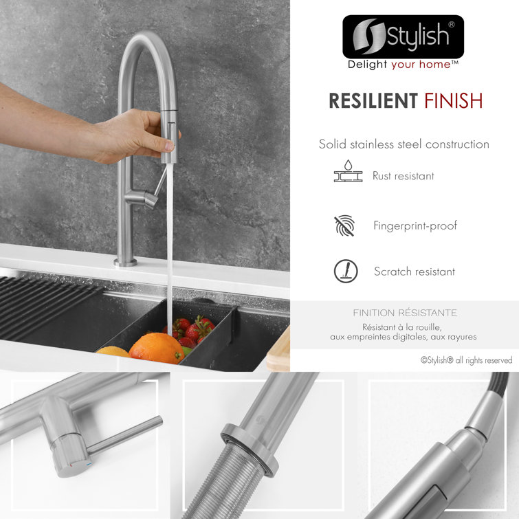 Catania Brushed Nickel High-Arc Pull-Down Kitchen Faucet