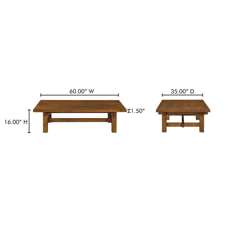 Octavia Solid Pine Wood Rectangular Coffee Table