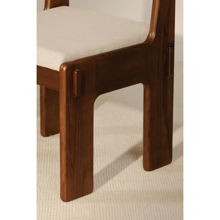 Ash Upholstered Side Chair Set with Brown Legs