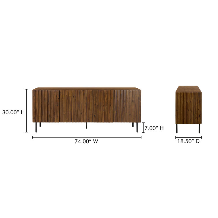 Emelio 74'' Brown Wooden Sideboard with Black Legs