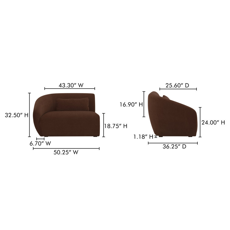 Amelia Chestnut Brown Polyester Left Arm Facing Chair