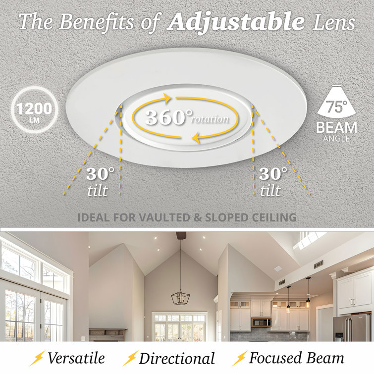 6-Inch White Adjustable LED Gimbal Recessed Downlight, 6-Pack