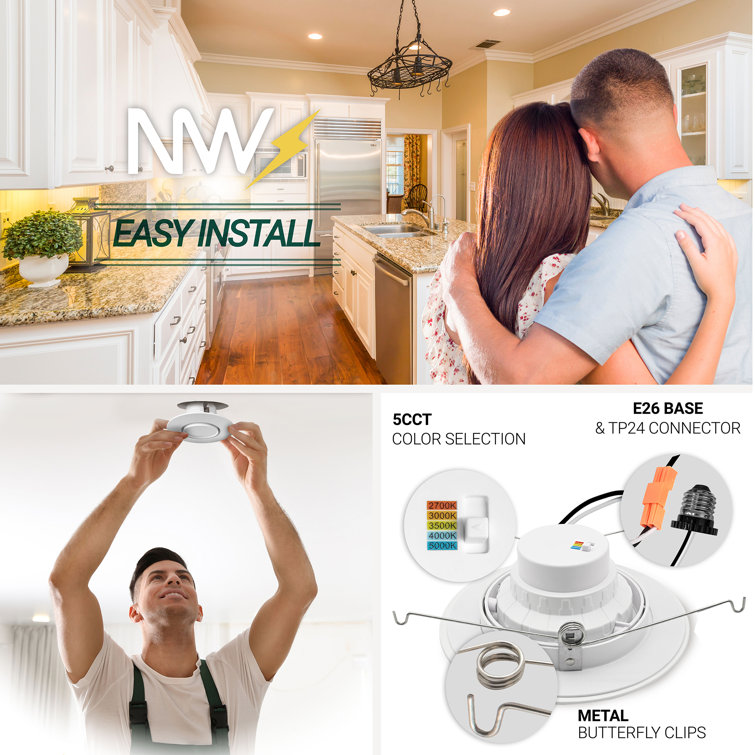 6-Inch White Adjustable LED Gimbal Recessed Downlight, 6-Pack