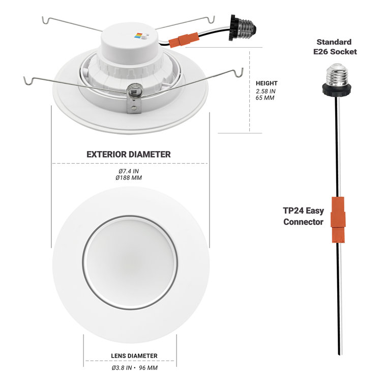 6-Inch White Adjustable LED Gimbal Recessed Downlight, 6-Pack