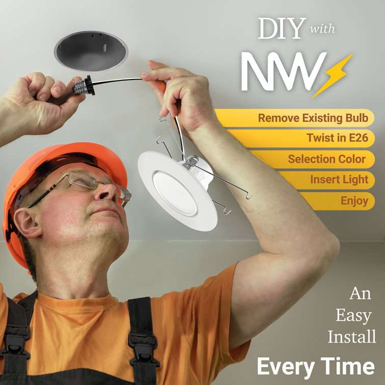 6-Inch White Adjustable LED Gimbal Recessed Downlight, 6-Pack